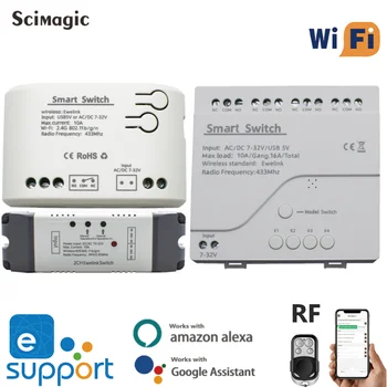 1/2/4CH eWeLink Smart Wifi Switch 7-32 U 85-250 U APP/RF Light Control Switch Home Intelligence Modul Radi Alexa Google