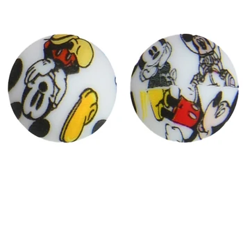 5pcs 15 mm Okrugli Silikonske kuglice s po cijeloj površini Mickey Mouse, Prehrambena Dječja igračka-прорезыватель, Mekana žvakaća guma za nicanja zuba, lanac-dummy, ogrlica svojim rukama