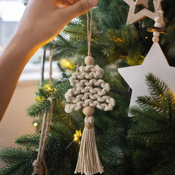 Božićni ukras ručni rad, privjesak za dom, Tapiserije ručno, ovjes Makrame, dekor Božićno drvce, Božićne darove u Boho stilu