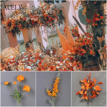 Imitacija boja serije Orange Materijal Vjenčanje Božur Rosa Von umjetne biljke Putni vodič Cvjetni izgleda Home dekor