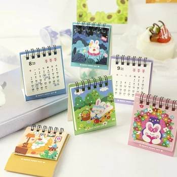 Kalendar serije Beach Swimming Rabbit na 2023 godine Kawaii Mini Stolni Kalendar Dnevnik Raspored stolova