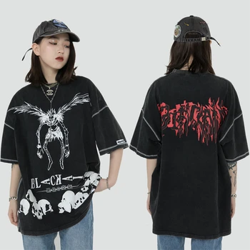 Muška i ženska casual odjeća, t-shirt u japanskom stilu харадзюку u stilu hip-hop, godina besplatno top sa po cijeloj površini i papirnate valute i kratkim rukavima.-