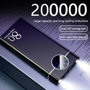 Prijenosni kabel za punjenje blok od 200.000 mah, vanjska baterija na digitalnom zaslonu punjača i raspon punjenja telefona